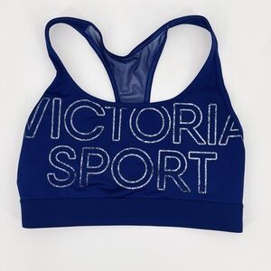 Victoria’s Secret VICTORIA SPORT Blue Silver Glitter Racerback Sports Bra